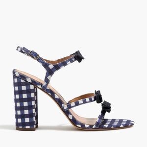 J.Crew Stella Blue Gingham Heels with Bows